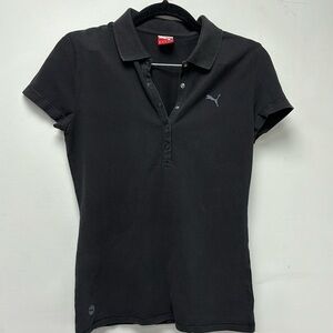 PUMA sport lifestyle polo shirt in black, black, size XS with buttons